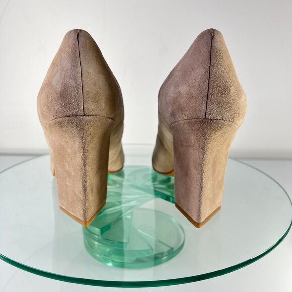 Vince Camuto Candera Pumps Beige Suede Leather Pointed Toe Heels - Picture 5 of 8